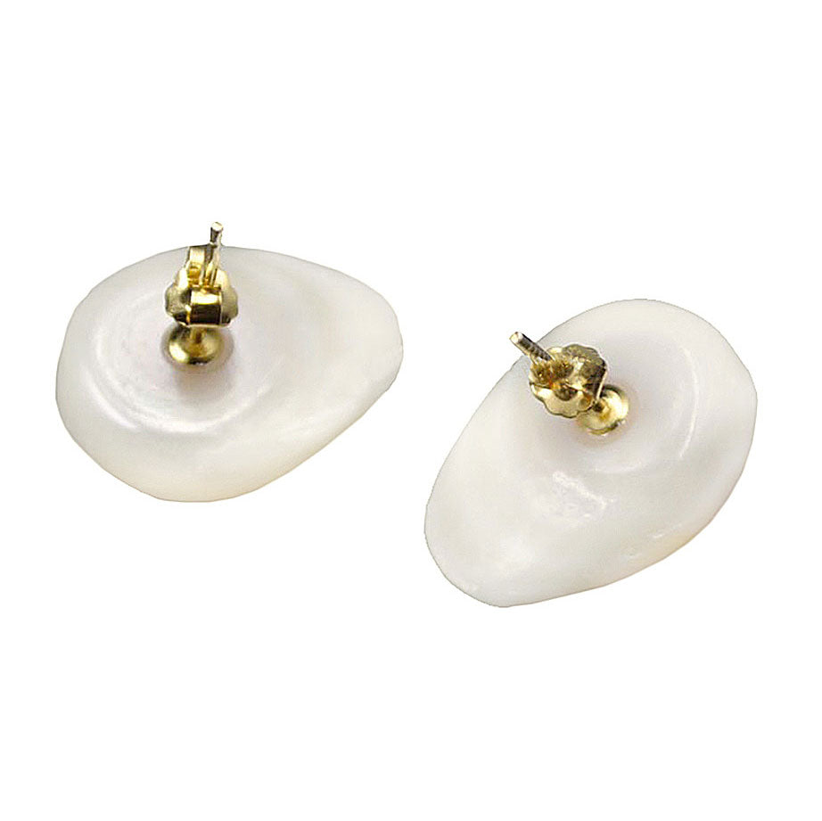 Achterkant van grote witte barok parel oorbellen, grote witte zoetwater parel oorbellen met goud sterling zilver (925) | Big White Baroque Pearl
