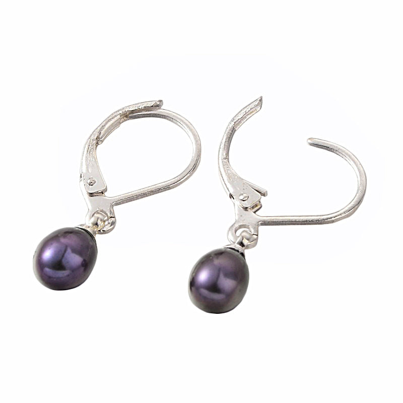 Zoetwater parel oorbellen met paars bruine parels en edelstaal met open oorbelhaakjes | Dangling Little Pearl