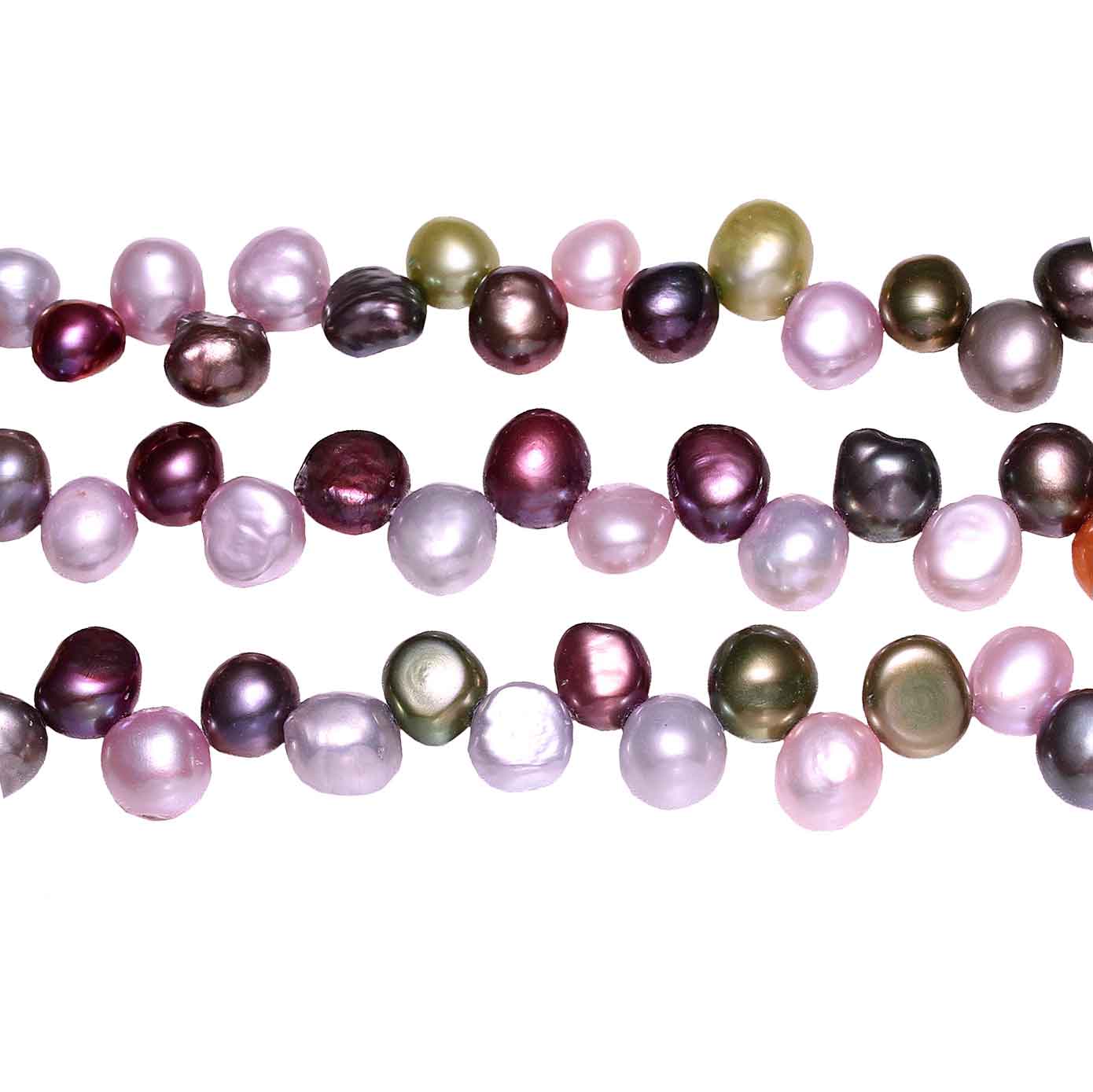 Zoetwater parelketting met bont gekleurde parels in 3 losse rijen en sterling zilver (925) | Decorative Twine Bold