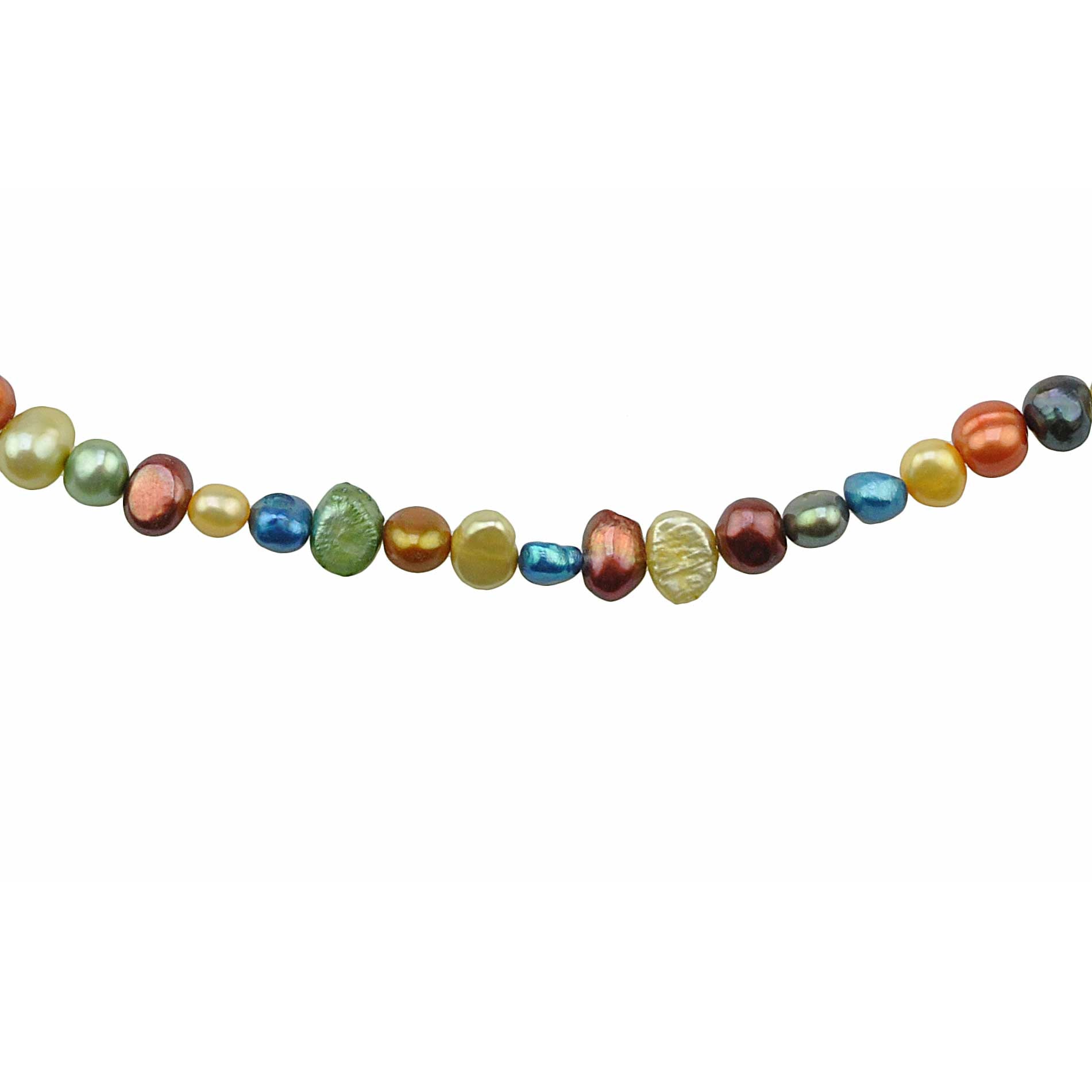 Detail van zoetwater parelketting met vrolijk gekleurde parels en sterling zilver (925) | Rio Small