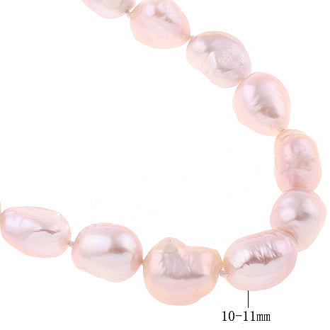 Detail opname met maataanduiding van handgeknoopt roze zoetwater parel armband Rola Two