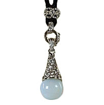 Blauwe edelstenen ketting met stras stenen en zee opaal | Sea Opal Bling