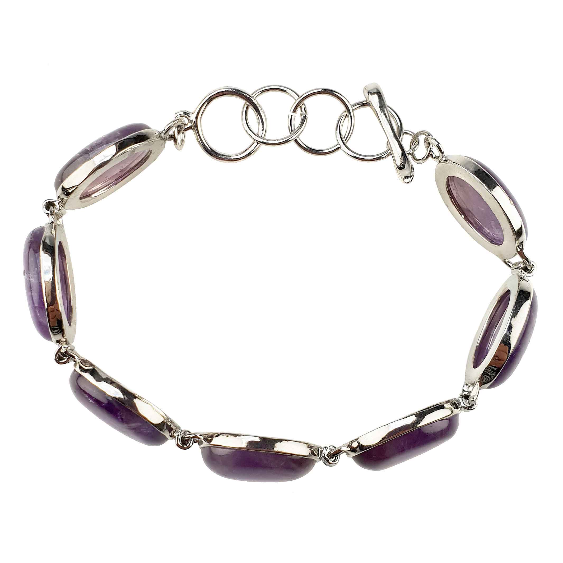 Paarse edelstenen armband met amethist, boven aanzicht | Amethyst Oval