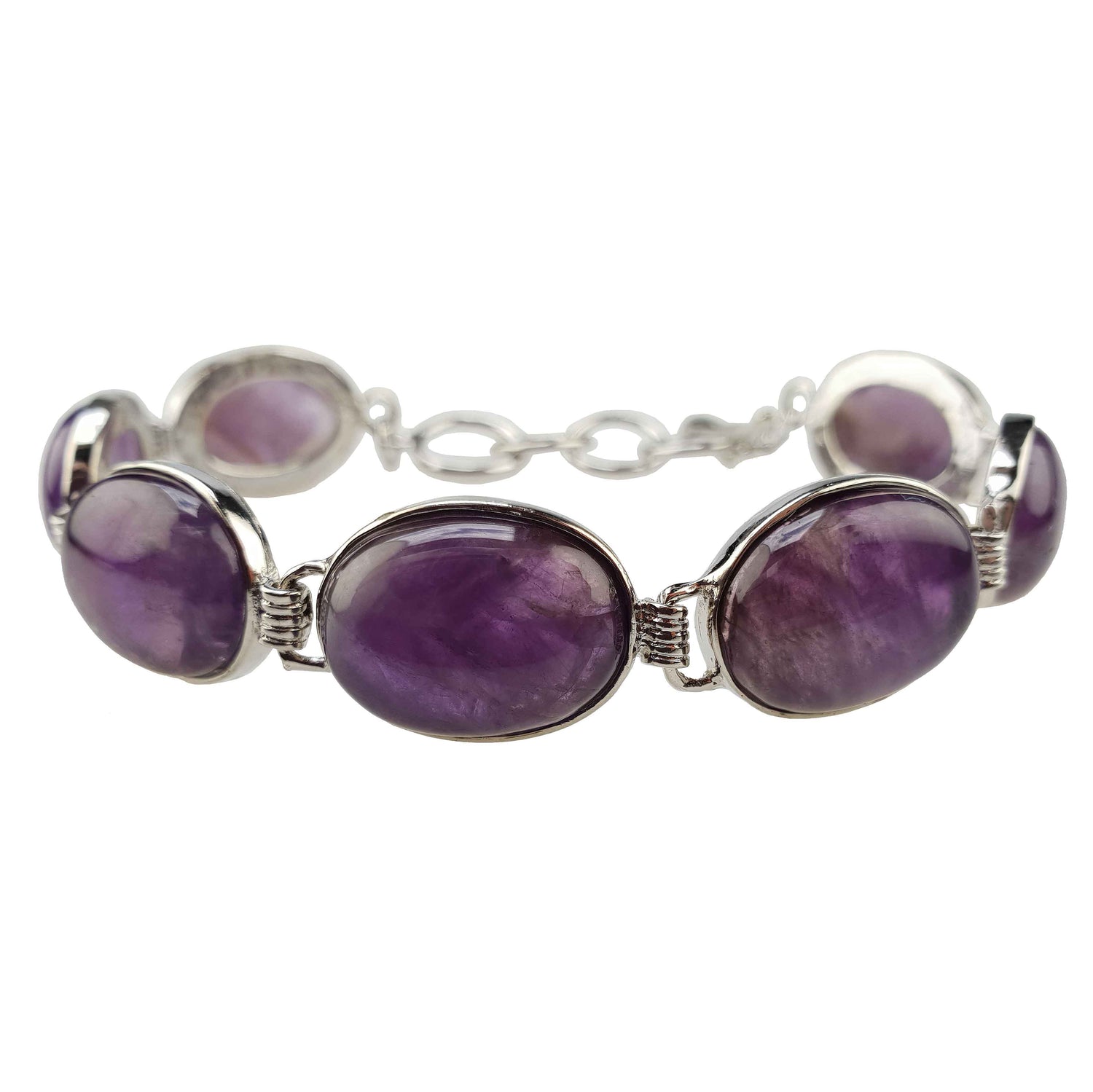Paarse edelstenen armband met amethist, zijaanzicht | Amethyst Oval