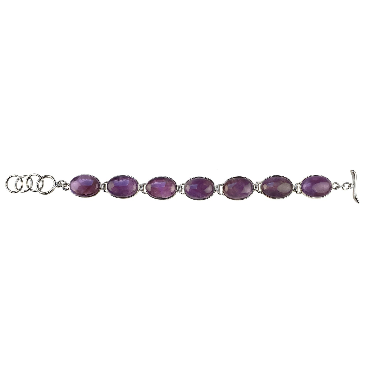 Paarse edelstenen armband met amethist, plat liggend | Amethyst Oval