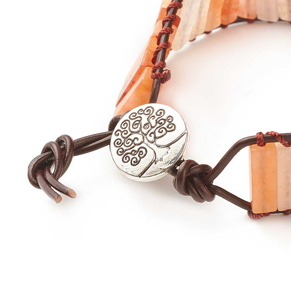 Slotje van edelstenen armband met carneool | Carnelian Brown Leather