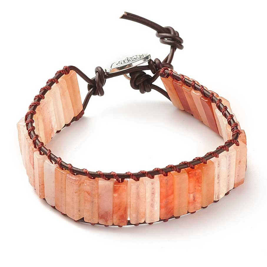 Edelstenen armband met carneool | Carnelian Brown Leather