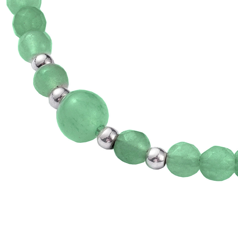 Detail van groen edelstenen armband met aventurien en edelstaal | Little Green Aventurien