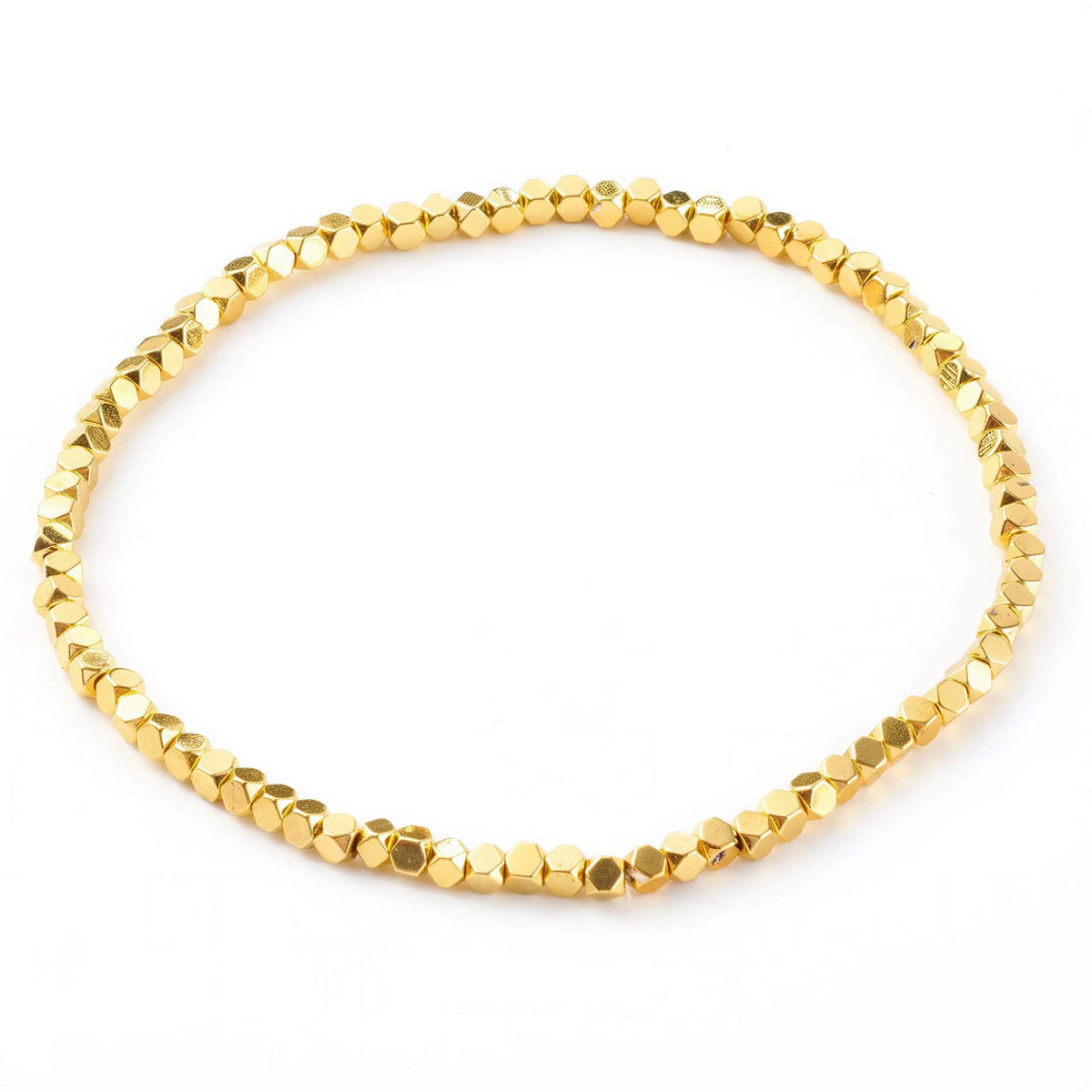Goud edelstenen armband met hematiet stenen, elastisch Minimal Gold Hematite