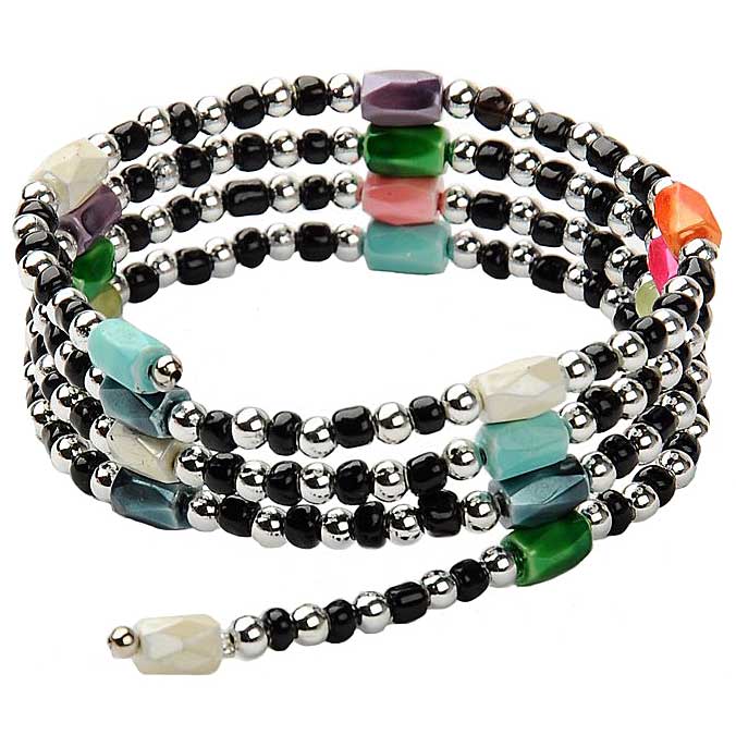 Edelstenen wikkelarmband met magnetiet vooraanzicht | Color Black Magnetite Wrap