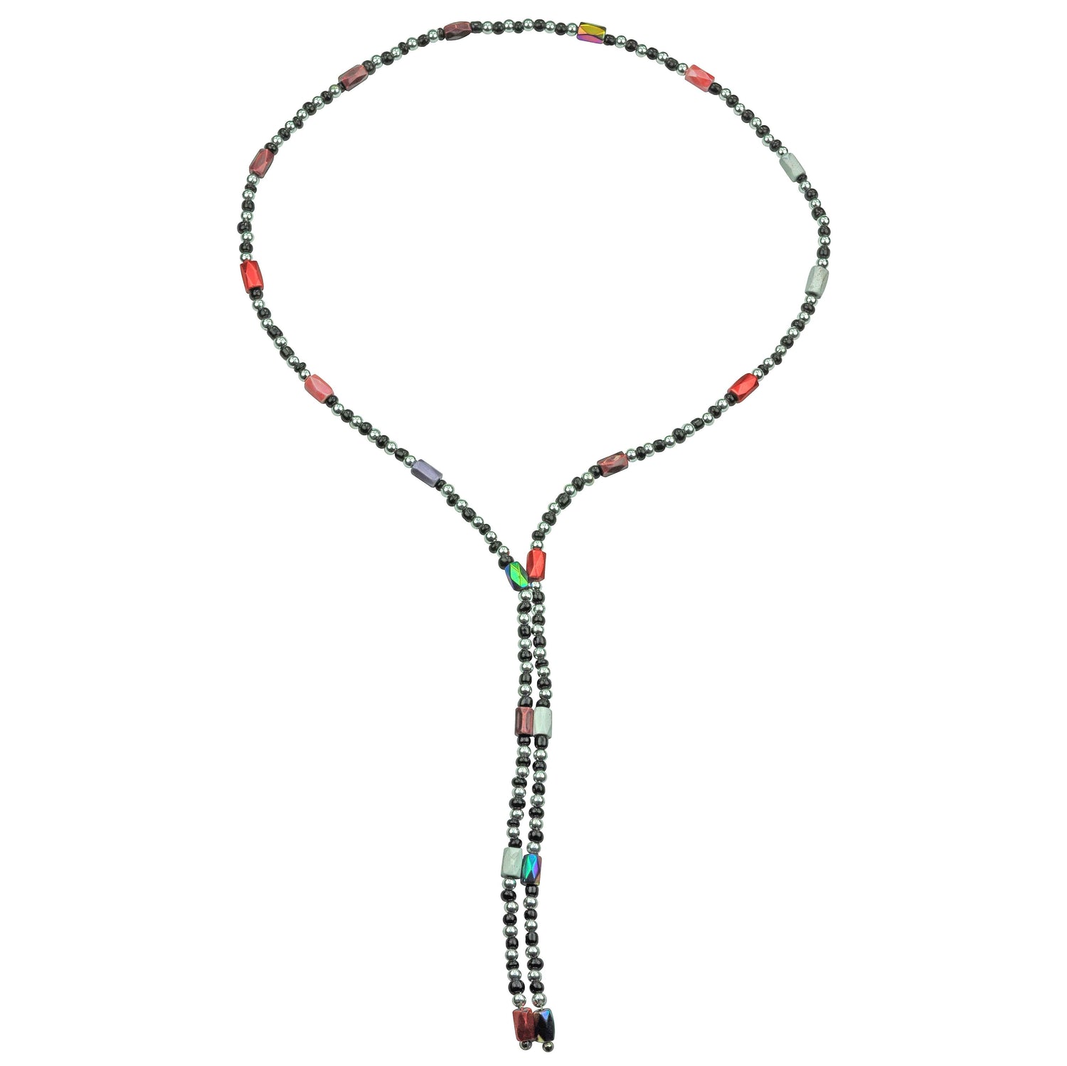 Edelstenen wikkelarmband met magnetiet ook te dragen als ketting | Color Black Magnetite Wrap