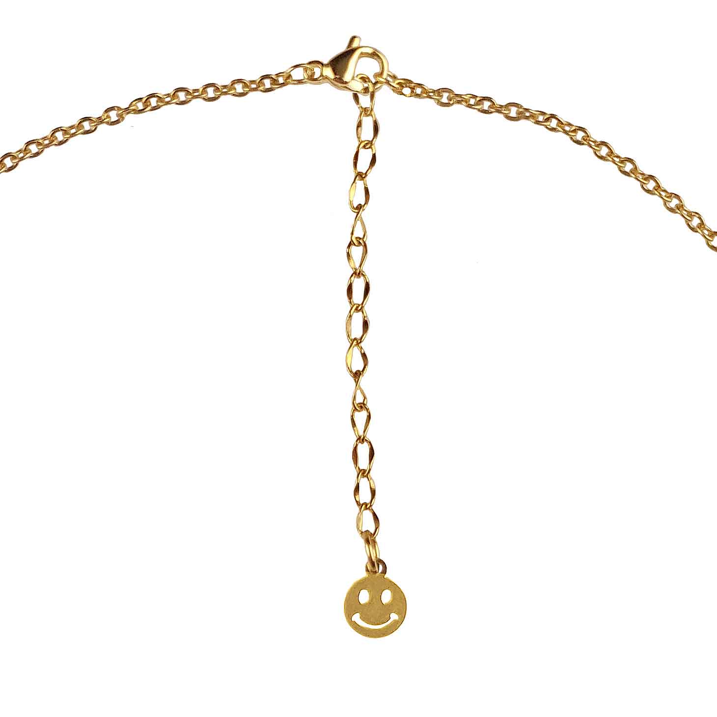 Slotje van gouden edelstenen ketting met goud edelstaal en hematiet stenen die het woord HAPPY in morse code weer geeft | Morse Code Happy Gold Hematite