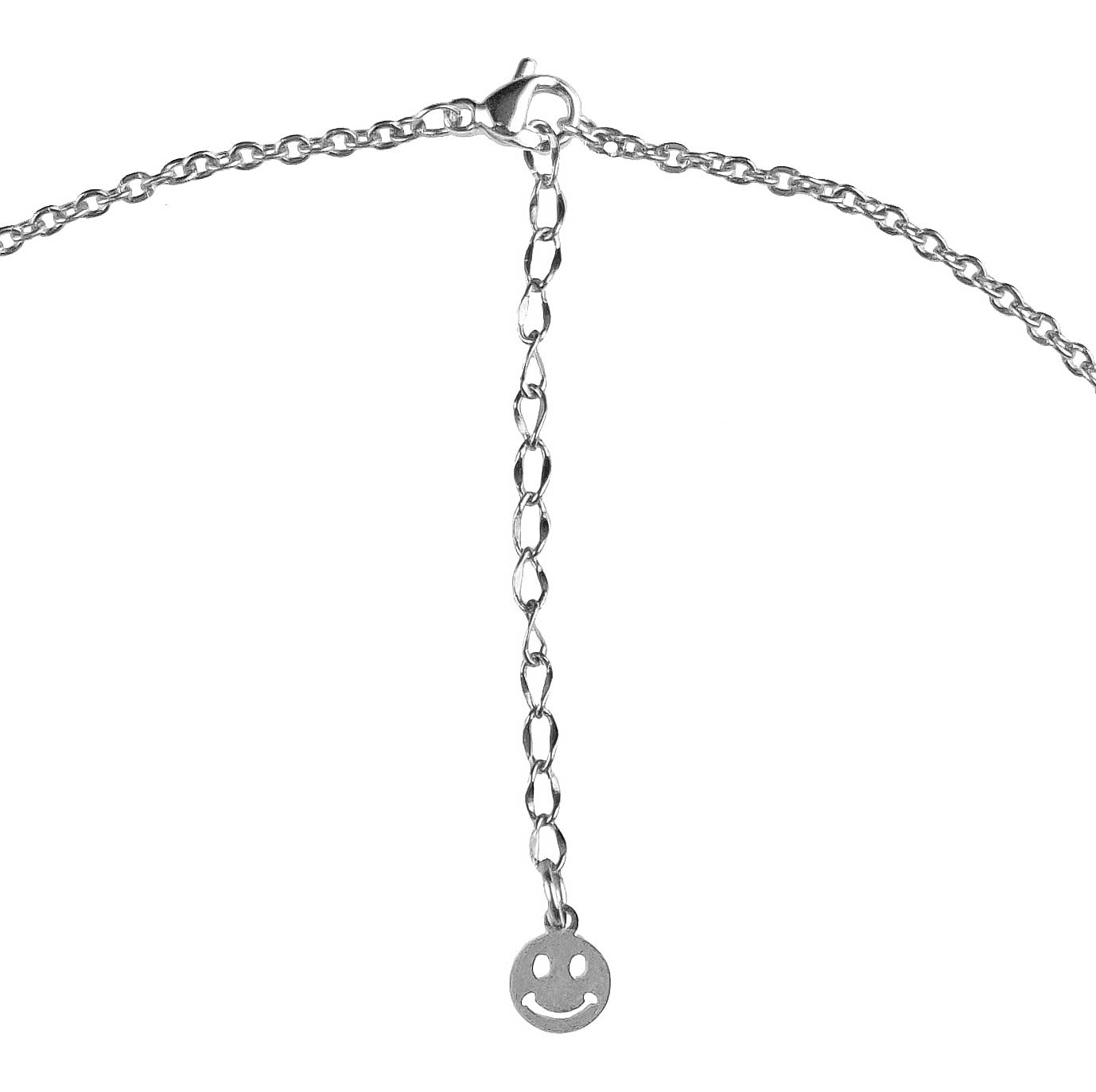 Slotje van zilveren edelstenen ketting met zilver edelstaal en hematiet stenen die het woord HAPPY in morse code weer geeft | Morse Code Happy Silver Hematite