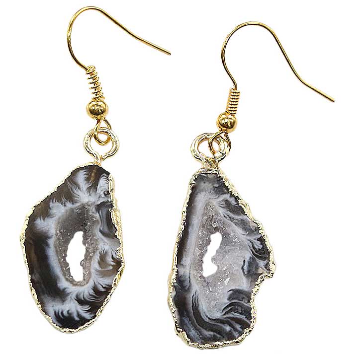 Grijze edelstenen oorbellen met ijskwarts en goud edelstaal | Gold Ice Quartz