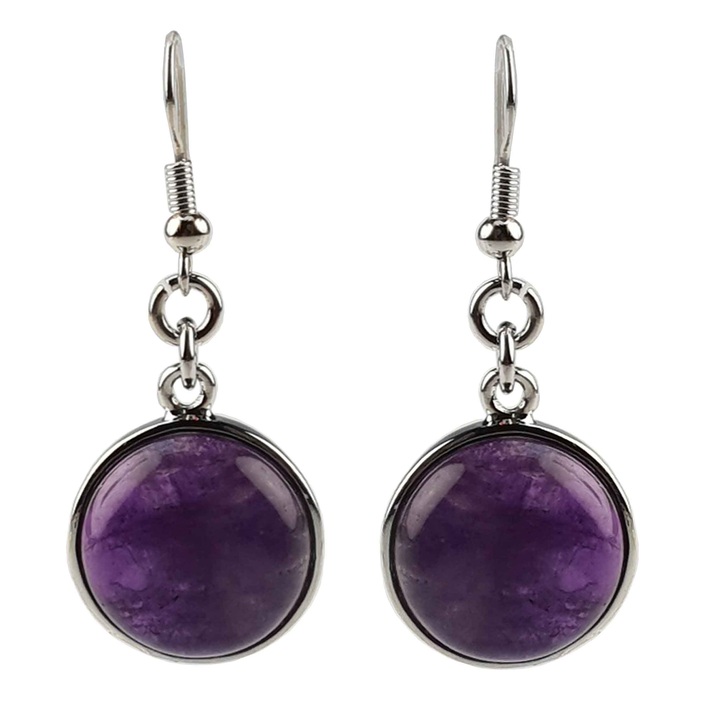 Paarse edelstenen oorbellen met amethist en sterling zilver (925) | Amethyst Round