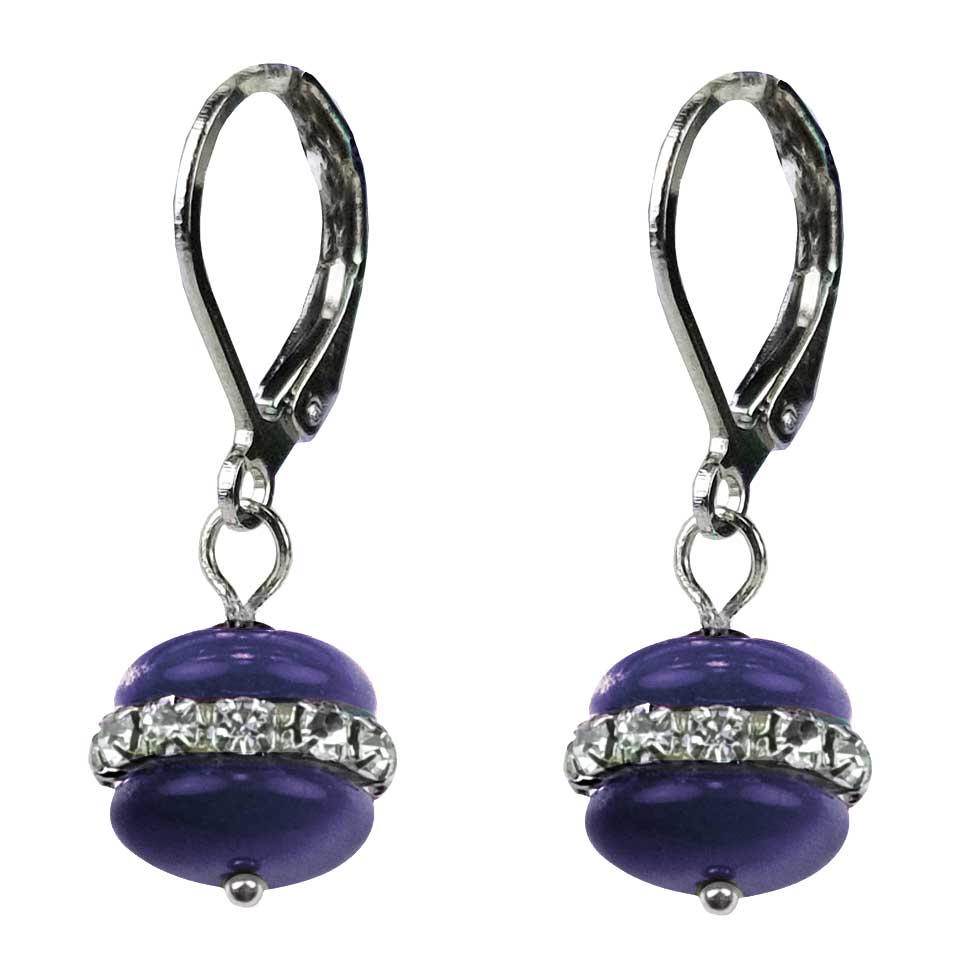 Blauwe edelstenen oorbellen met stras stenen en sterling zilver zijaanzicht | Cat&