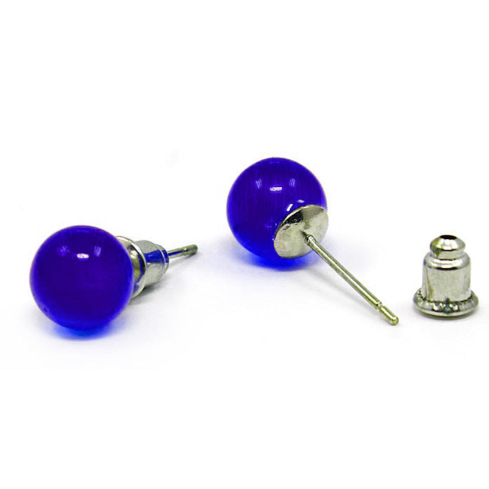 Cobalt blauwe edelstenen oorknopjes met kattenoog | Cat’s Eye Cobalt Blue