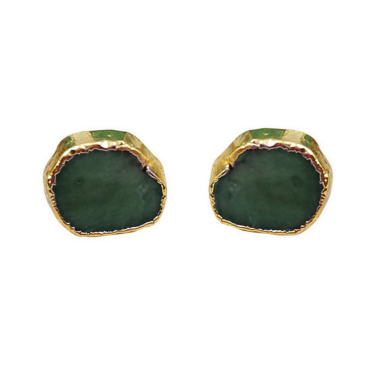 Donker groene edelstenen oorknopjes met chrysopraas | Chrysopraas Gold Stud