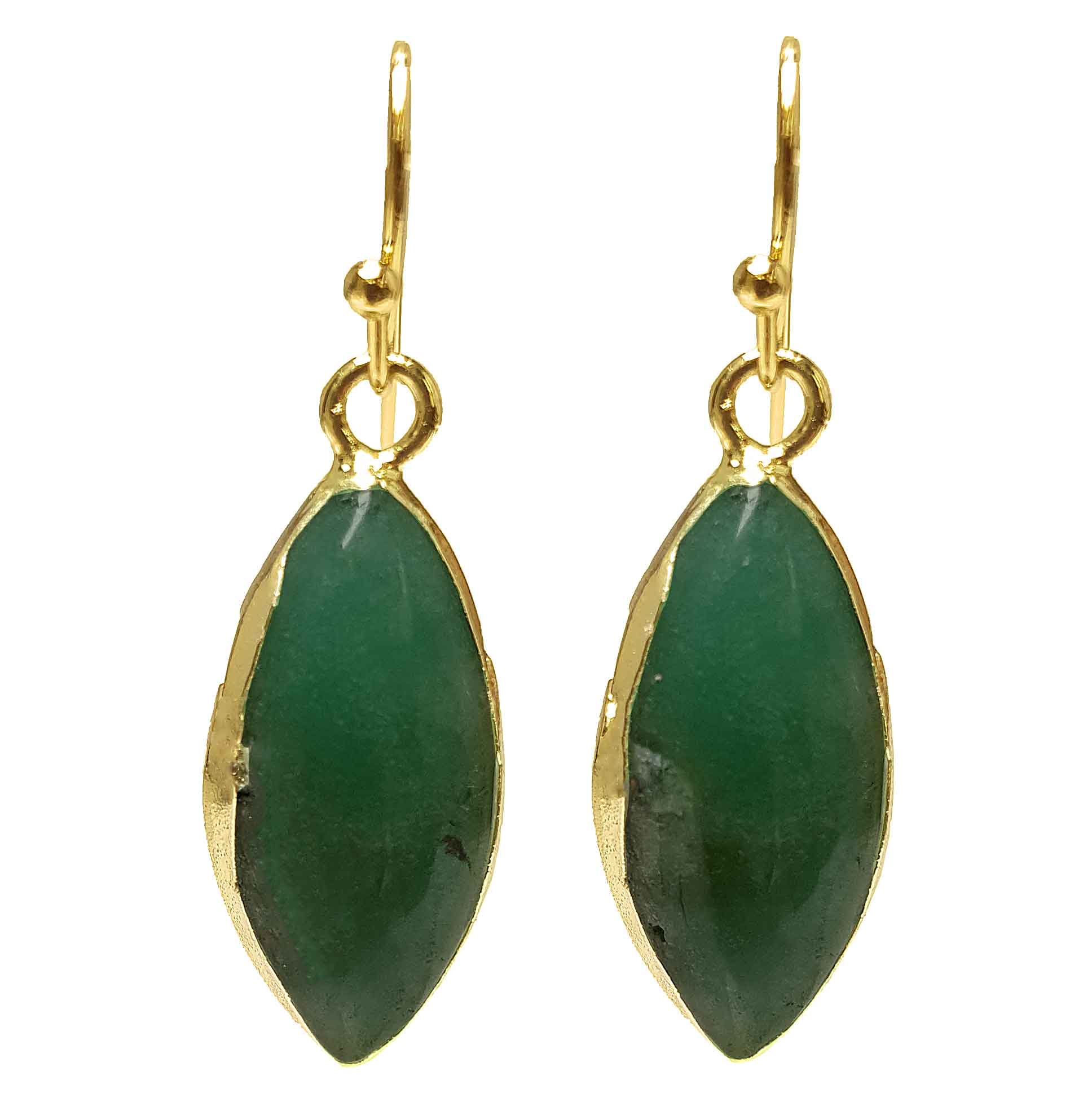 Groene edelstenen oorbellen met chrysopraas  en goud edelstaal | Chrysopraas Golden Horse Eye