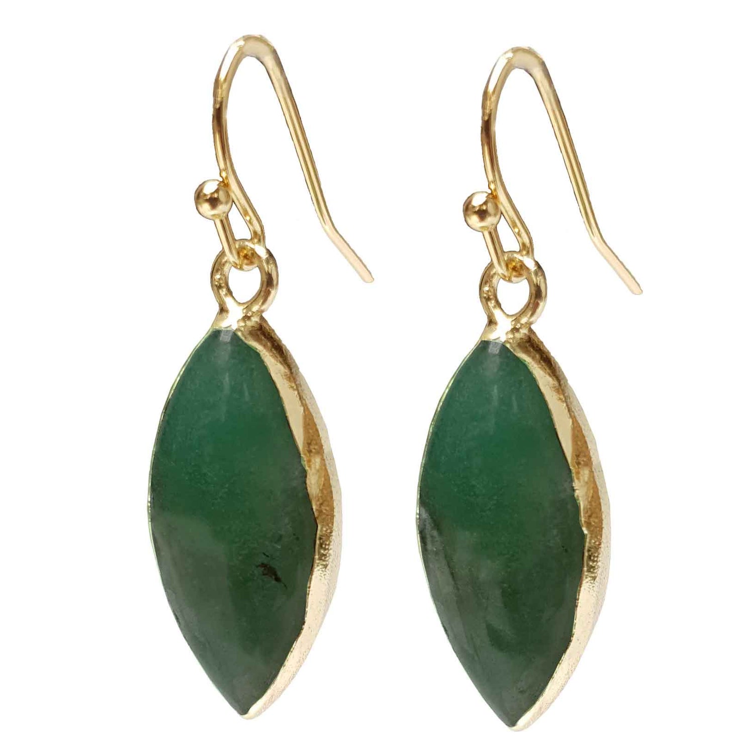 Groene edelstenen oorbellen met chrysopraas en goud edelstaal zijaanzicht | Chrysopraas Golden Horse Eye