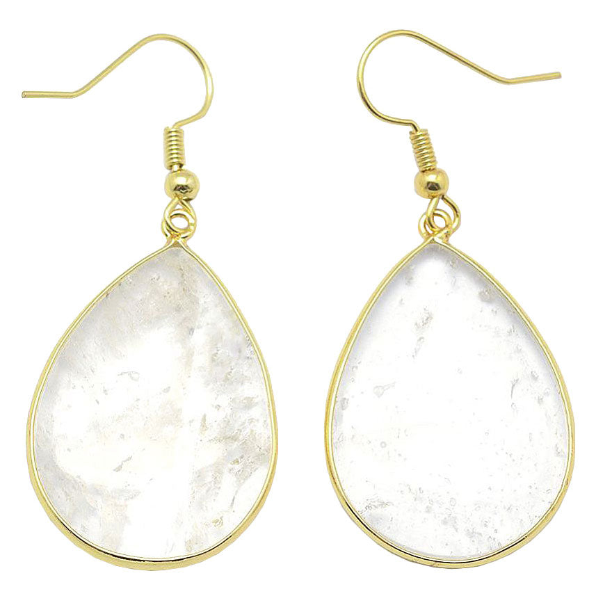 Edelstenen oorbellen met bergkristal en goud edelstaal | Clarice