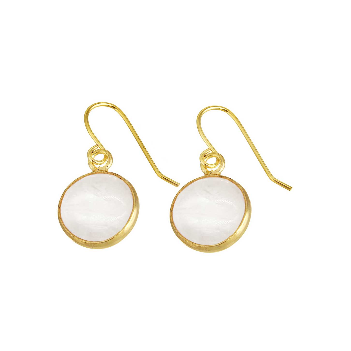 Helder transparante edelstenen oorbellen met goud edelstaal | Clear Quartz Gold Round