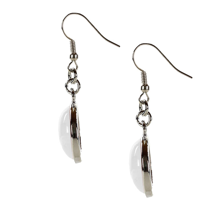 Edelstenen oorbellen met rond bergkristal en sterling zilver (925) zijaanzicht | Clear Quartz Round