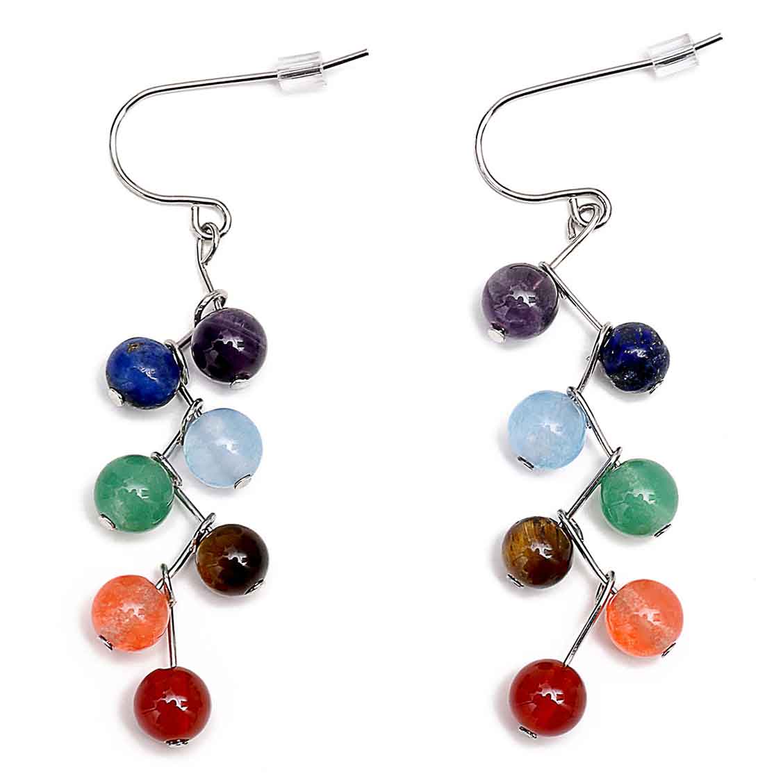 Edelstenen oorbellen met diverse edelstenen, oorbelhanger met sterling zilveren oorbelhaakje | Gemstone Rainbow