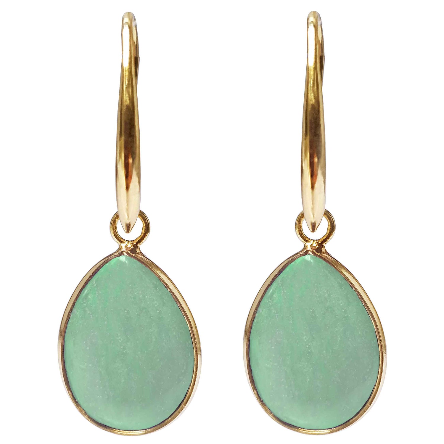 Groene edelstenen oorbellen met aventurien en goud vooraanzicht | Gold Drip Green Aventurine