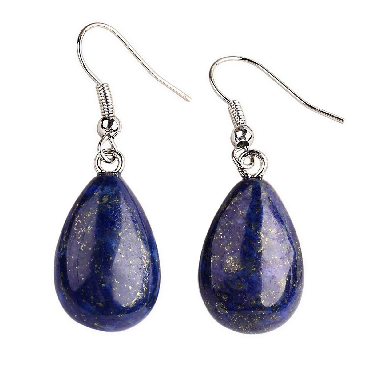 Blauwe edelstenen oorbellen met lapis lazuli in druppel vorm en sterling zilver (925) | Lapis Lazuli Drop