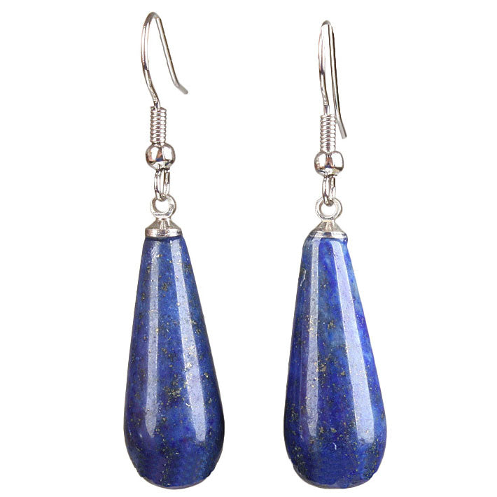 Blauwe edelstenen oorbellen in druppel vorm met lapis lazuli en sterling zilver (925) | Lapis Lazuli Long Drop