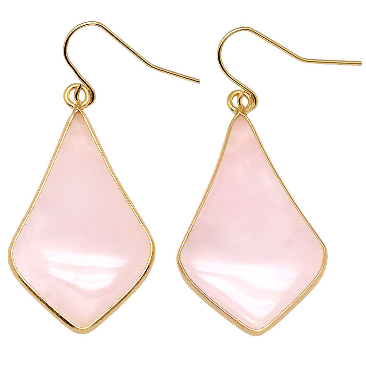 Roze edelstenen oorbellen met rozenkwarts en goud edelstaal | Rosé Quartz Gold Flyer