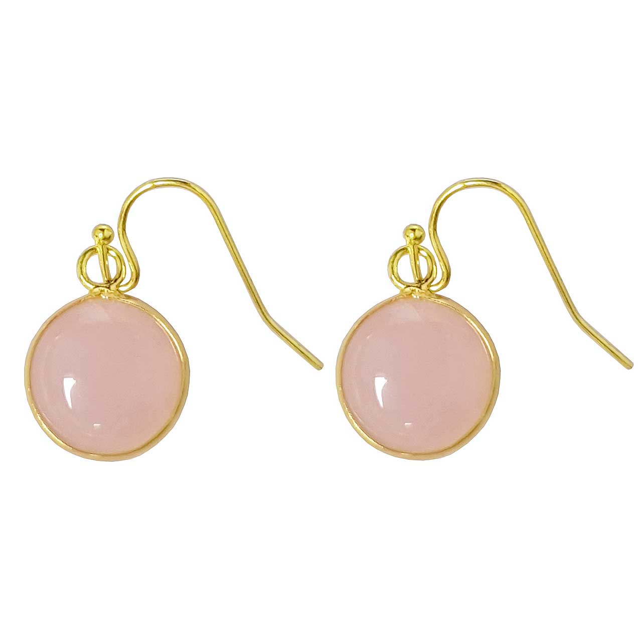 Edelstenen oorbellen Rose Quartz Gold Round