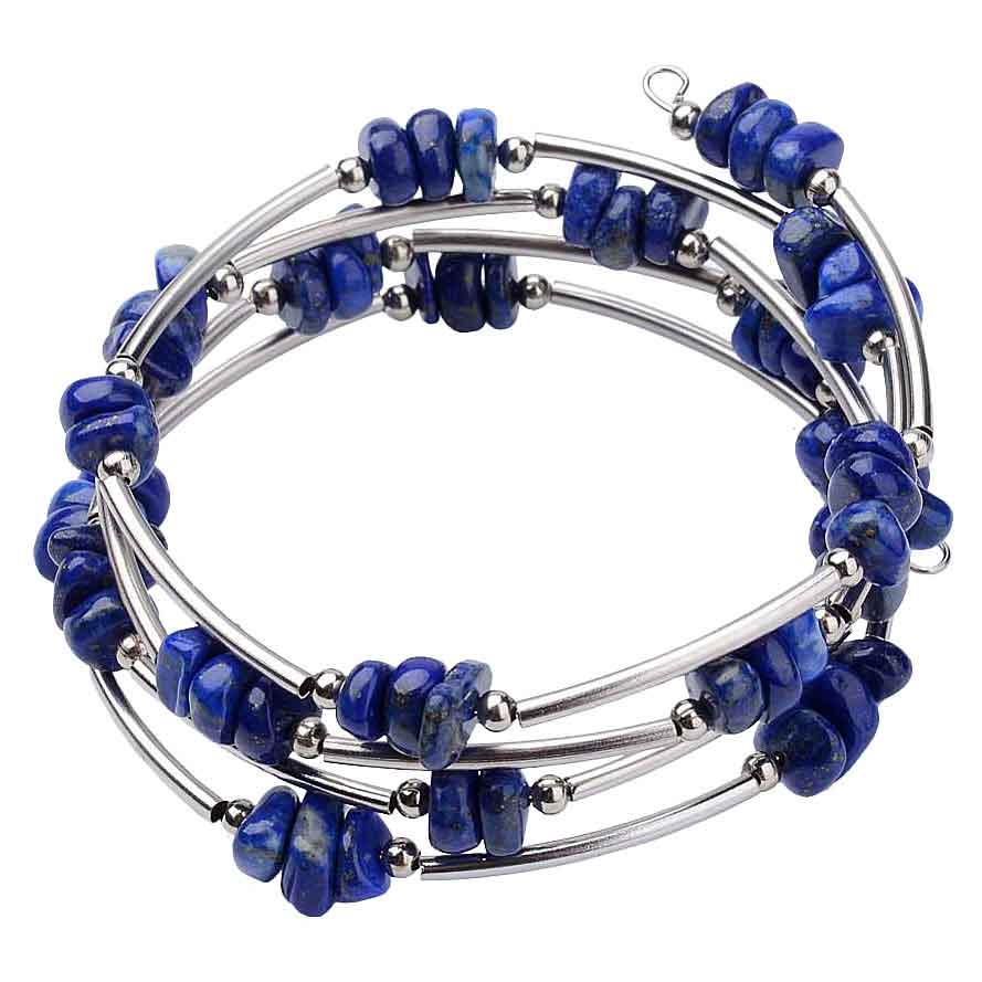 Blauwe edelsteen wikkel armband met lapis lazuli | Wrap Lapis Lazuli Chip