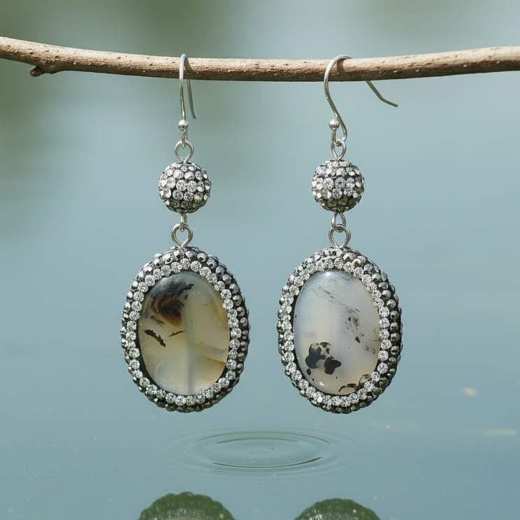 Edelstenen oorbellen Bright Nature Agate Oval close-up