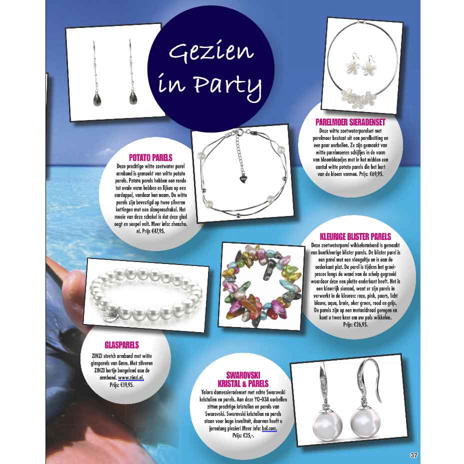 Zoetwater parel wikkel armband met vrolijke kleurtjes gezien in tijdschrift Party | Samba