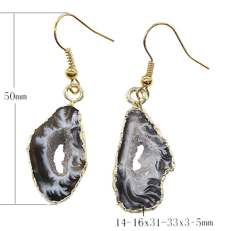 Maten van grijze edelstenen oorbellen met ijskwarts en goud edelstaal | Gold Ice Quartz