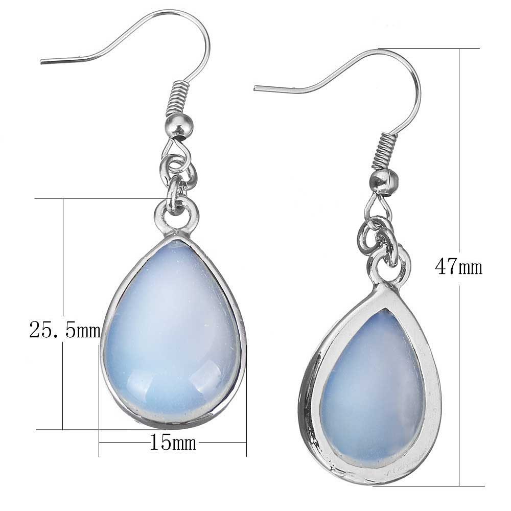 Zee opaal oorbellen met sterling zilveren oorbelhaakjes afbeelding met maataanduiding | Sea Opal Teardrop