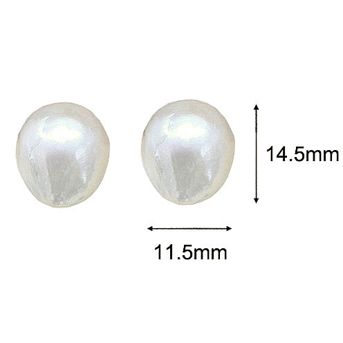 Grote witte zoetwater parel oorbellen met sterling zilveren oorstekers, witte barok parel oorknoppen met sterling zilver (925) en maataanduiding | Small White Baroque Pearl