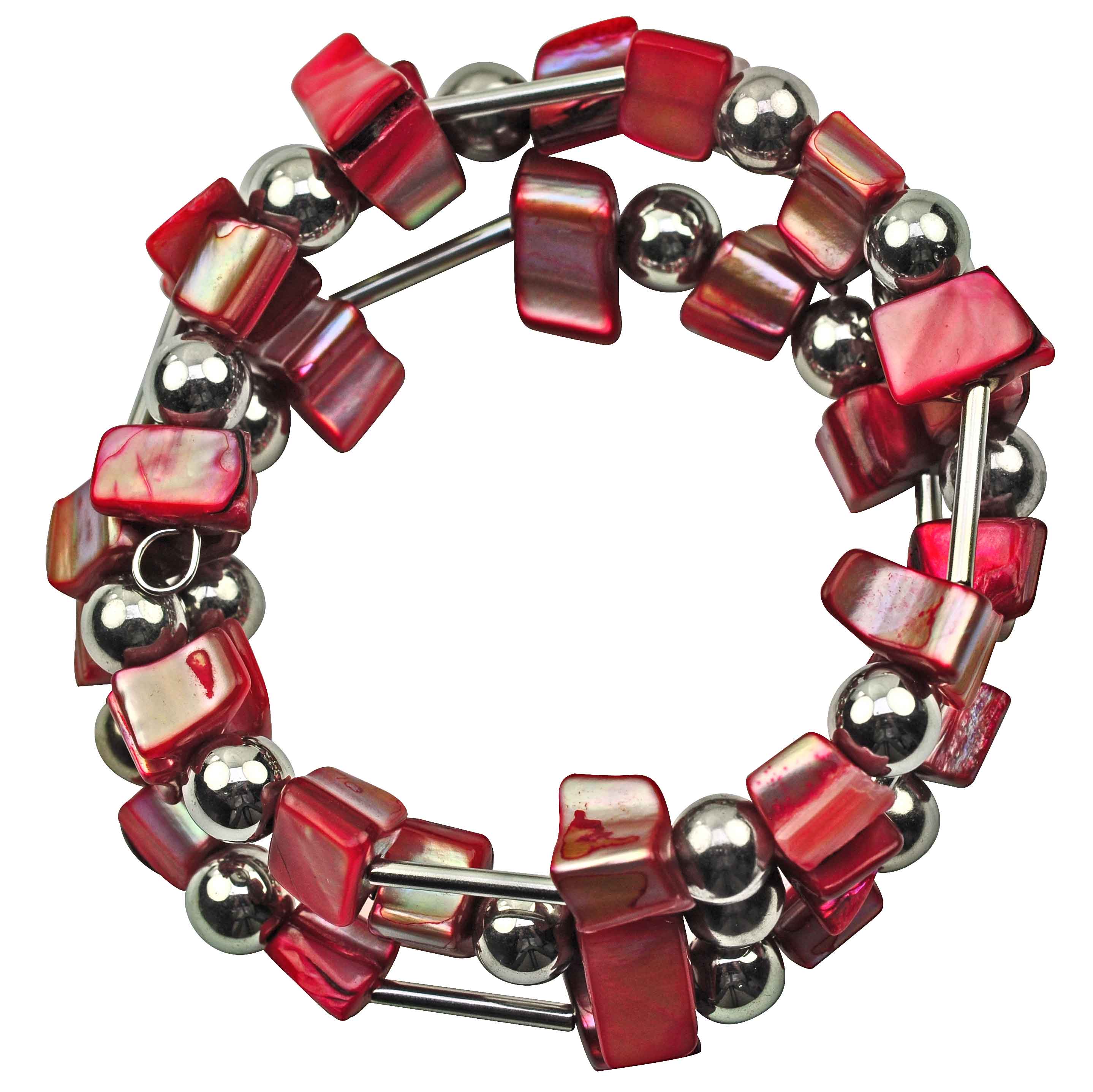 Rood parelmoeren wikkelarmband, bovenaanzicht | Wrap Shell Red
