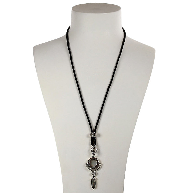 Zwart parelmoeren ketting op buste | Mirror Black