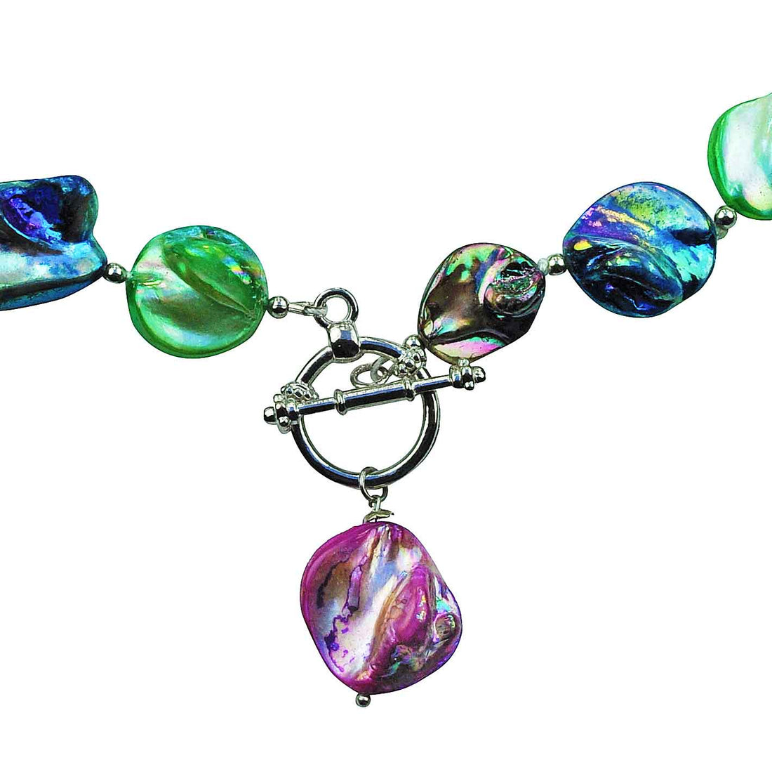 Slotje van vrolijk gekleurde parelmoeren schelpen ketting | Shall AB Mix