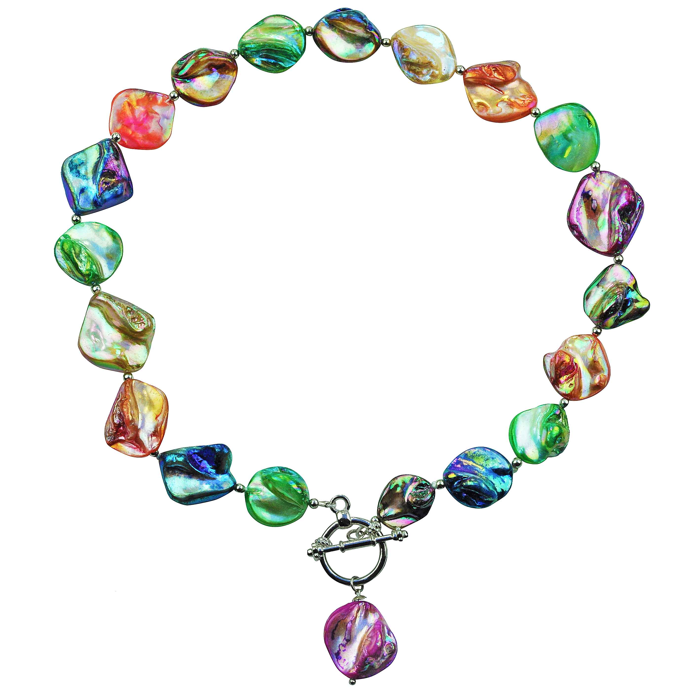 Vrolijk gekleurde parelmoeren schelpen ketting | Shall AB Mix