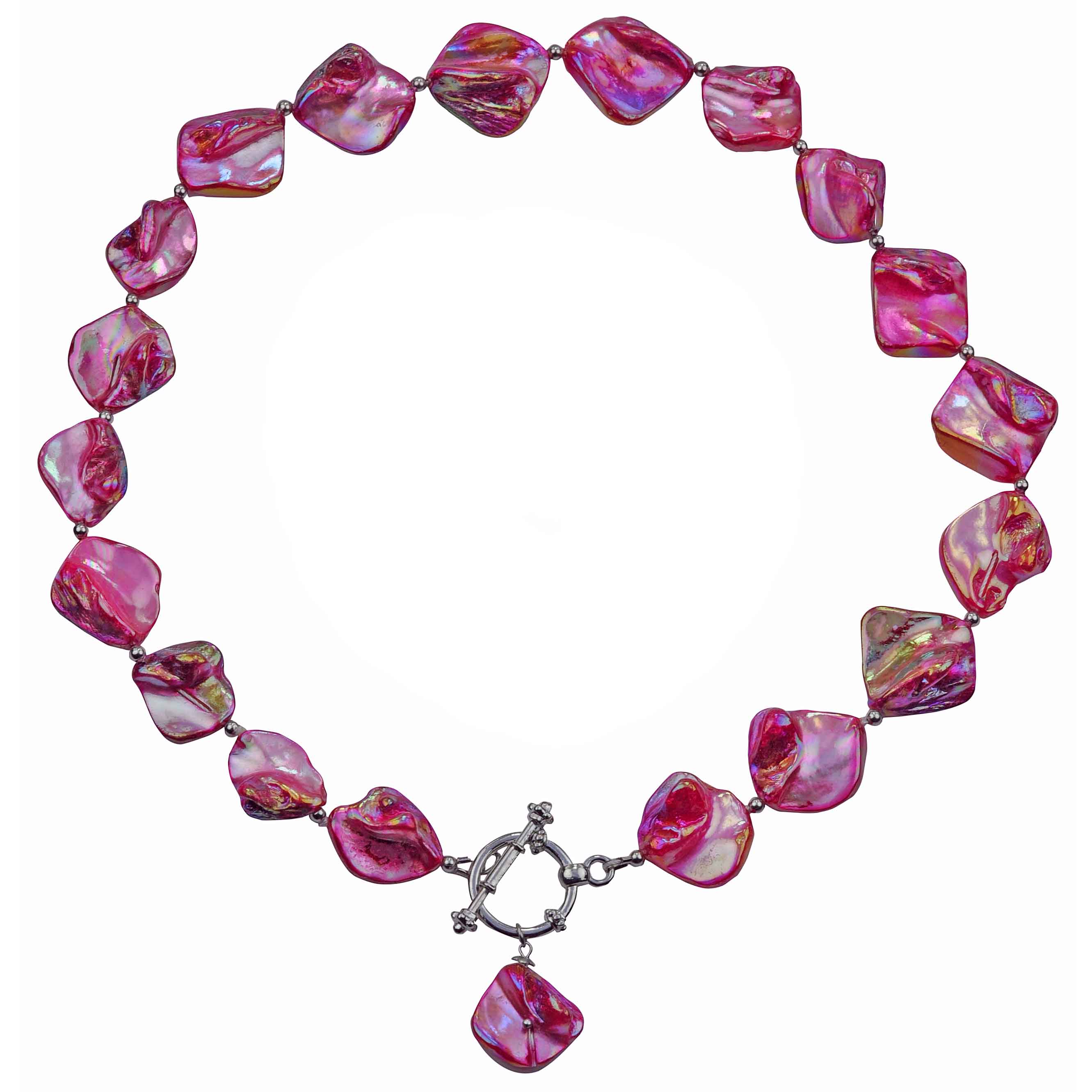 Pink gekleurde parelmoeren schelpen ketting | set Shell AB Pink