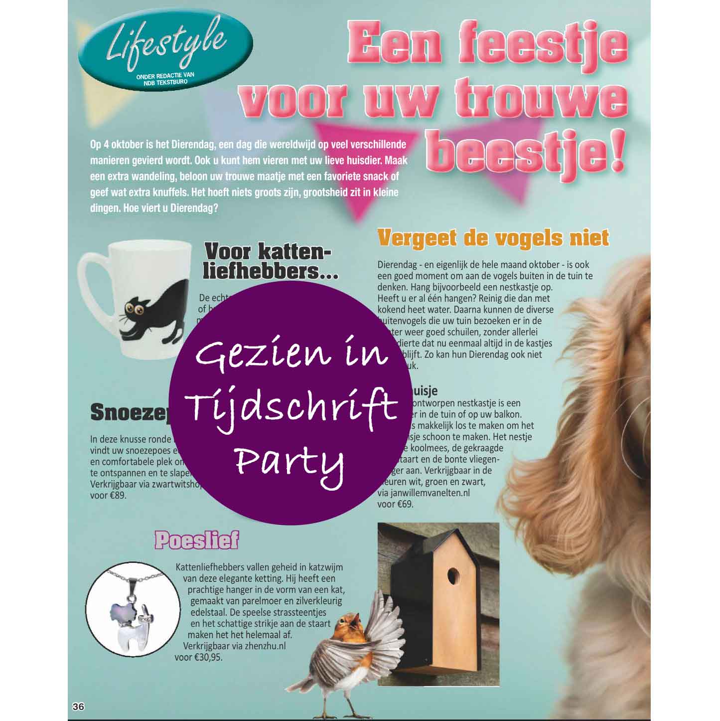 Parelmoeren ketting Shell Cat gezien in Tijdschrift Party