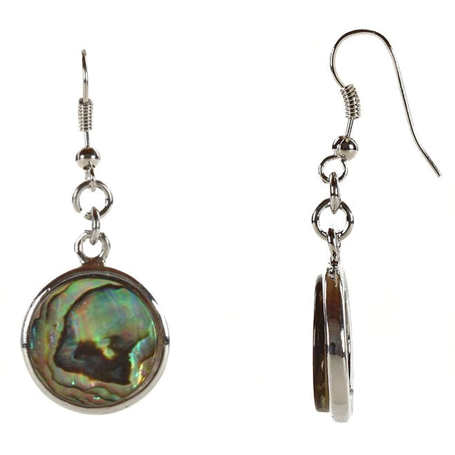 Abaloon oorbellen met sterling zilveren oorbelhaakjes | Abalone Shell Round