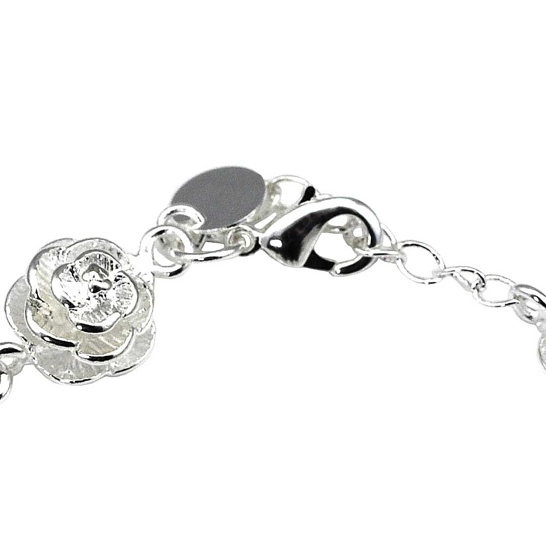 Slotje van verzilverd armband met zilveren bloemetjes | Silver Flower