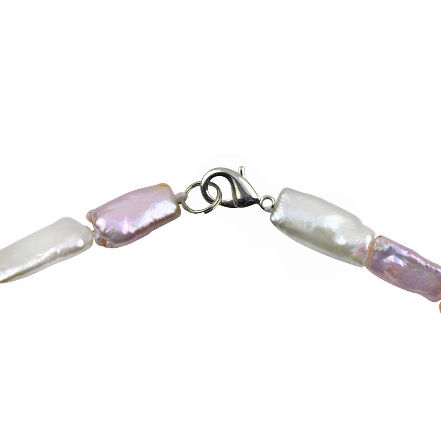 Slotje van zoetwater parel armband met rechthoekige pastel kleurige parels en sterling zilver (925) | Pearl Rectangle Soft Colors