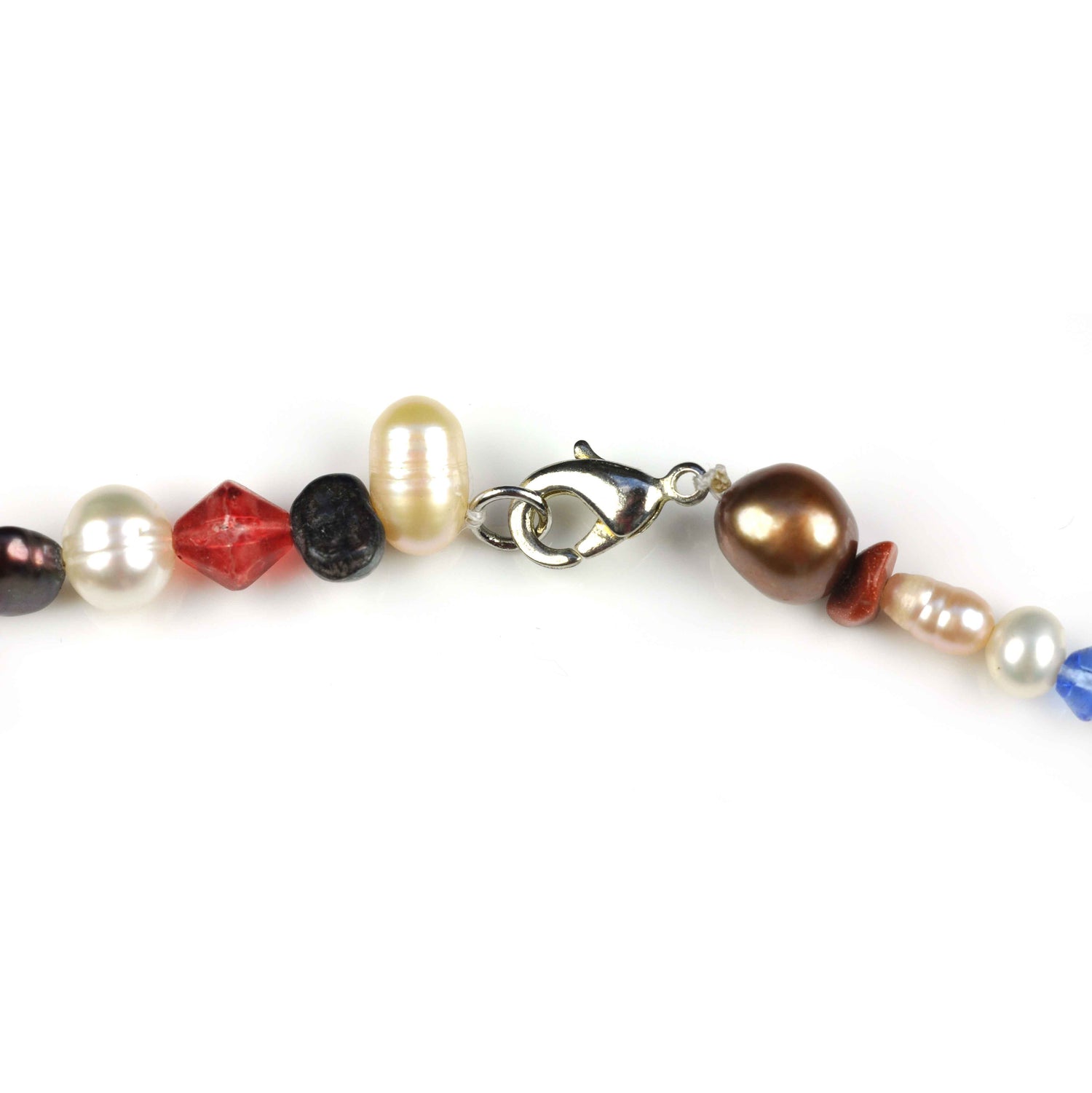 Slotje van zoetwater parelketting met bont gekleurde parels en sterling zilver (925) | Marvey Two