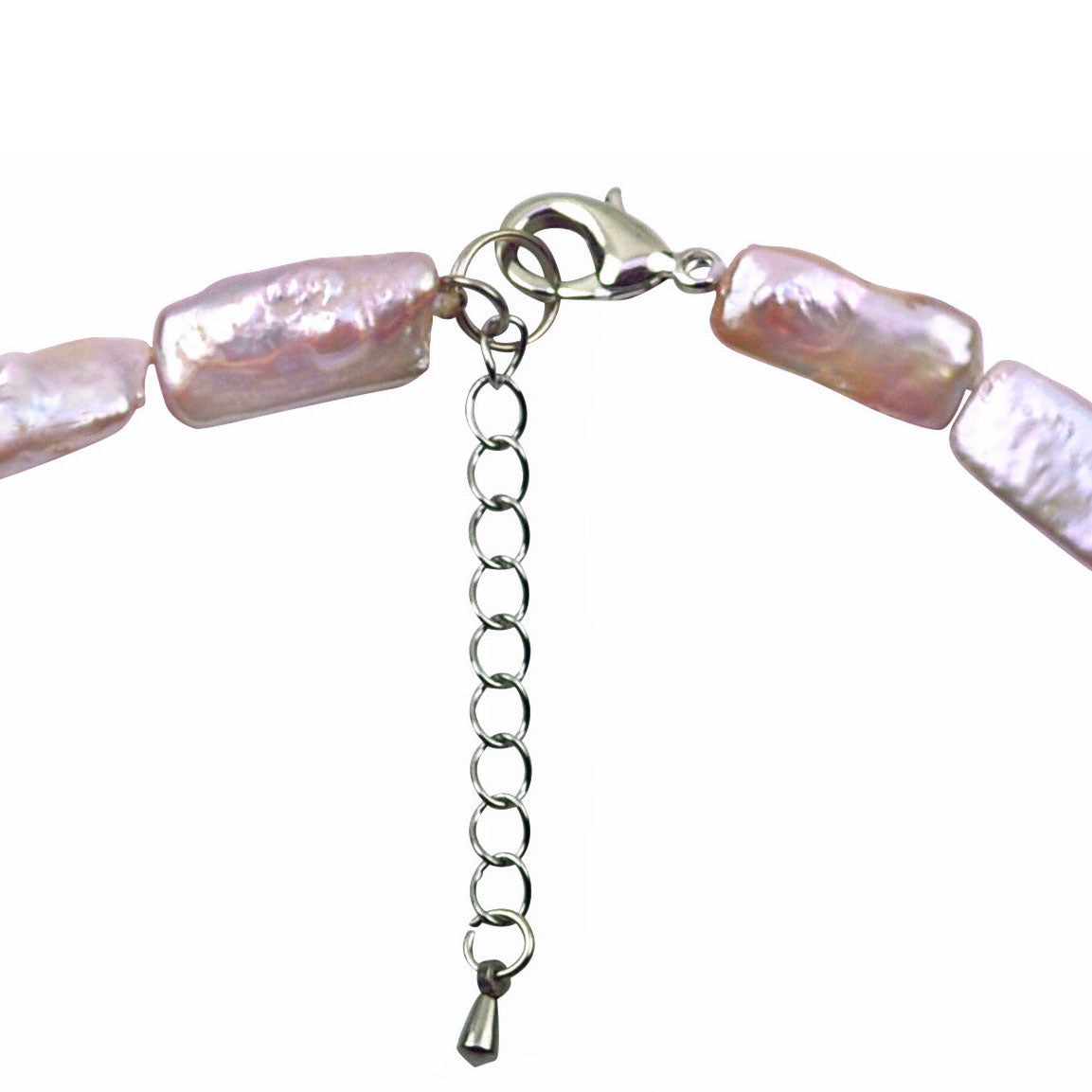 Slotje van zoetwater parelketting met roze parels en sterling zilver (925) | Pearl Rectangle Pink